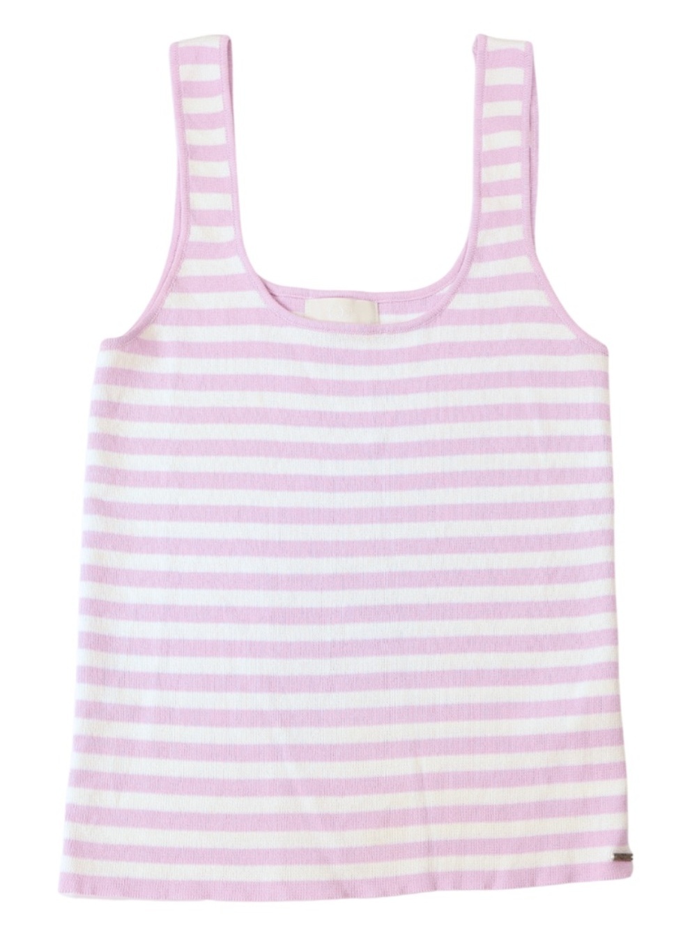 Q2 Purple White Striped Knit Tank Top Square Neck Size Medium